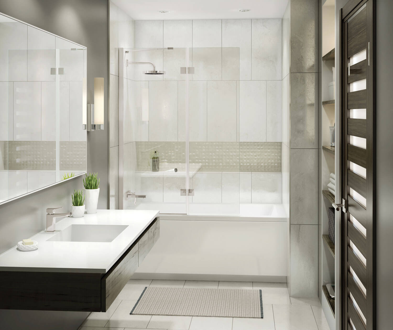 Edge Duo 42 x 58 in. 8 mm Pivot Tub Screen for Alcove Installation with Clear glass in Brushed Nickel - Plumbing Market