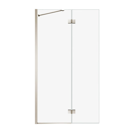 Edge Duo 42 x 75 in. 8 mm Pivot Shower Screen for Alcove Installation with Clear glass in Brushed Nickel - Plumbing Market