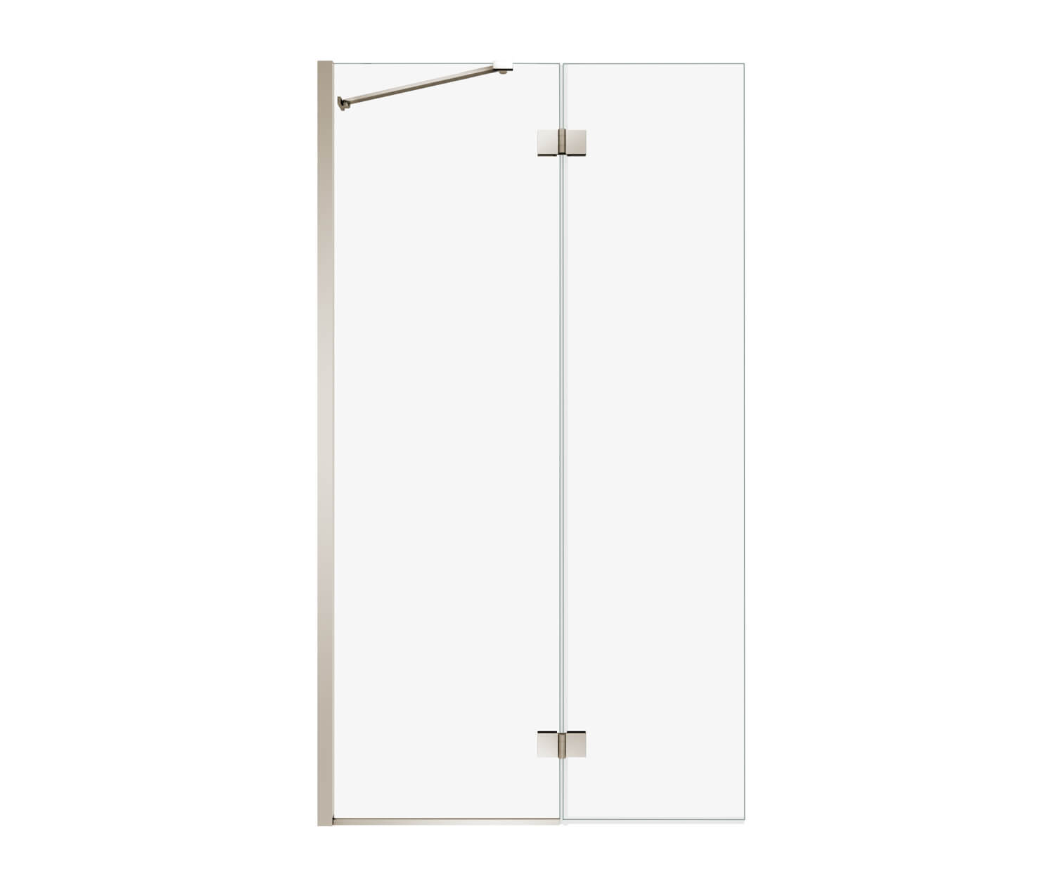 Edge Duo 42 x 75 in. 8 mm Pivot Shower Screen for Alcove Installation with Clear glass in Brushed Nickel - Plumbing Market