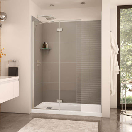 Edge Duo 42 x 75 in. 8 mm Pivot Shower Screen for Alcove Installation with Clear glass in Brushed Nickel - Plumbing Market