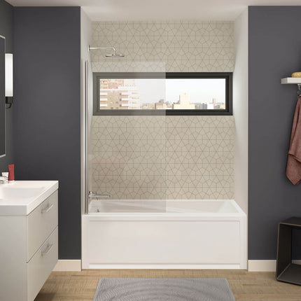 Axial 30 x 55 ½ in. 6 mm Tub Screen for Alcove Installation with Clear glass in Chrome - Plumbing Market