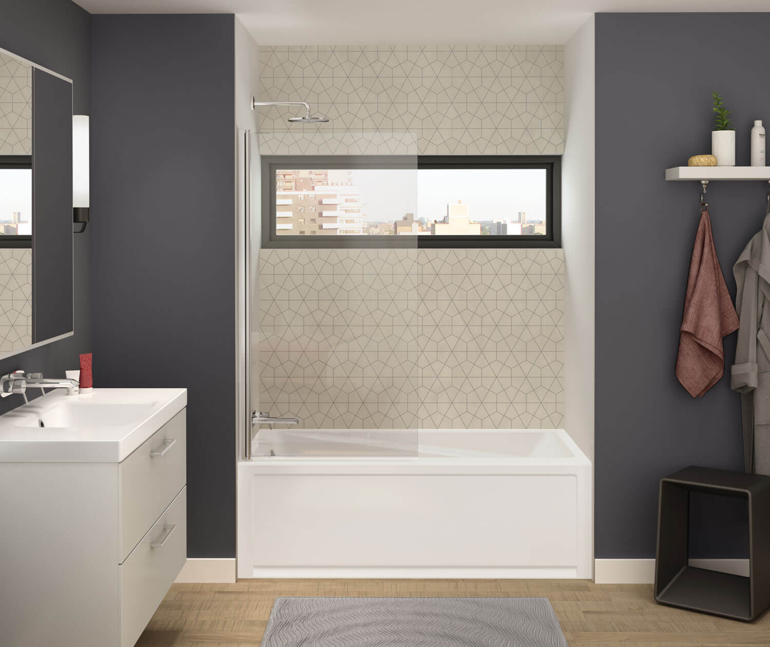 Axial 30 x 55 ½ in. 6 mm Tub Screen for Alcove Installation with Clear glass in Chrome - Plumbing Market