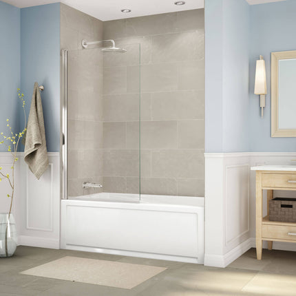 Axial Square 34 x 58 in. 8 mm Tub Screen for Alcove Installation with Clear glass in Brushed Nickel - Plumbing Market