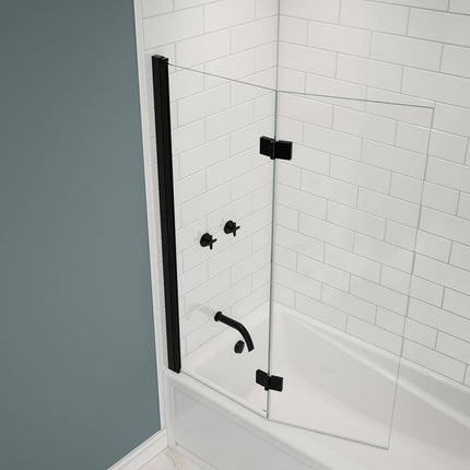 Edge Access 42 x 56 in. 6 mm Pivot Tub Screen for Alcove Installation with Clear glass in Matte Black - Plumbing Market