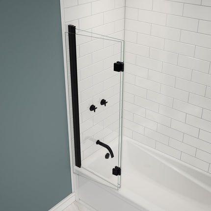 Edge Access 42 x 56 in. 6 mm Pivot Tub Screen for Alcove Installation with Clear glass in Matte Black - Plumbing Market