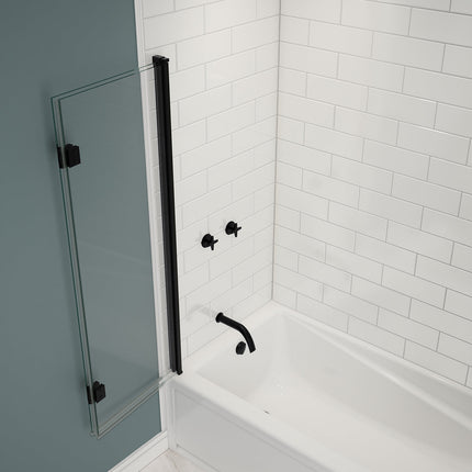 Edge Access 42 x 56 in. 6 mm Pivot Tub Screen for Alcove Installation with Clear glass in Matte Black - Plumbing Market
