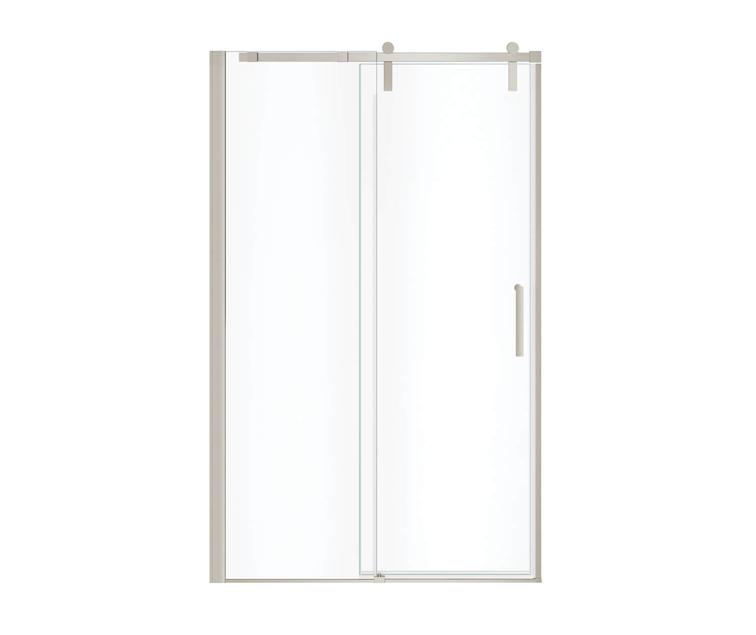 Maax Outback 43 ¼ - 46 ½ x 70 ½ in. 8mm Sliding Shower Door for Alcove Installation with Clear glass in Brushed Nickel 137680-900-305-000 - Plumbing Market