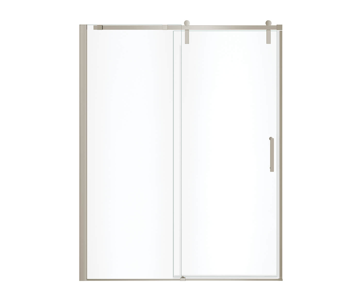 Maax Outback 55 ¼ - 58 ½ x 70 ½ in. 8mm Sliding Shower Door for Alcove Installation with Clear glass in Brushed Nickel 137681-900-305-000 - Plumbing Market