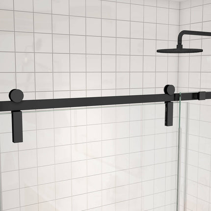 Maax Outback 55 ¼ - 58 ½ x 70 ½ in. 8mm Sliding Shower Door for Alcove Installation with Clear glass in Matte Black 137681-900-340-000 - Plumbing Market