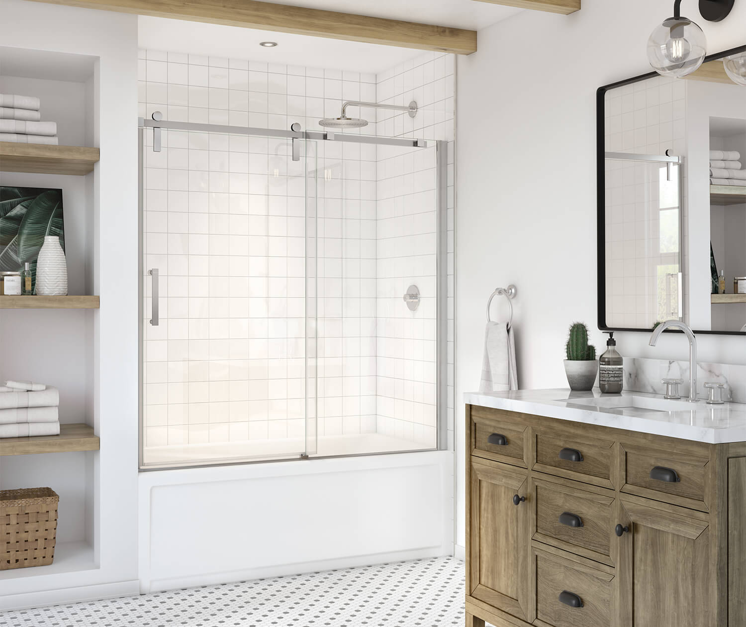Maax Outback 55 ¼ - 58 1/2 x 57 in. 8mm Sliding Tub Door for Alcove Installation with Clear glass in Chrome 137682-900-084-000 - Plumbing Market