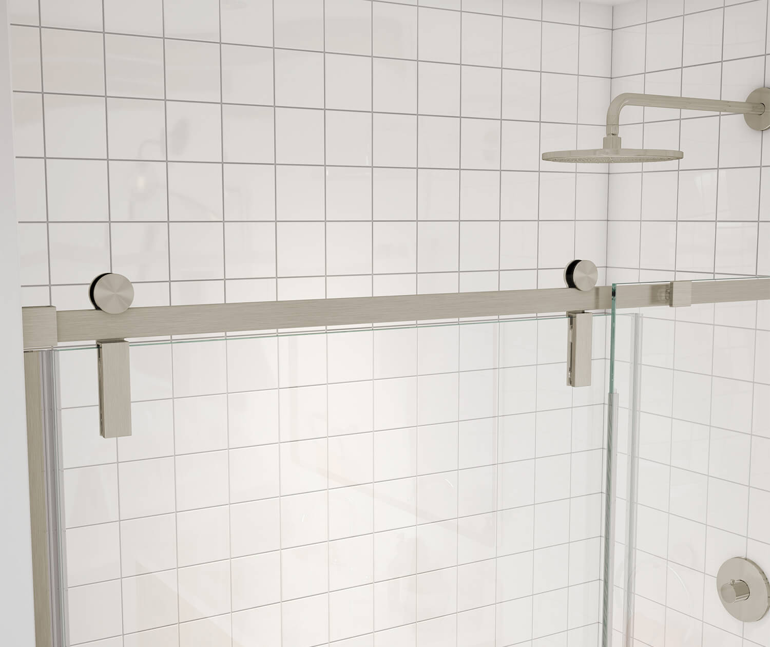 Maax Outback 55 ¼ - 58 1/2 x 57 in. 8mm Sliding Tub Door for Alcove Installation with Clear glass in Brushed Nickel 137682-900-305-000 - Plumbing Market