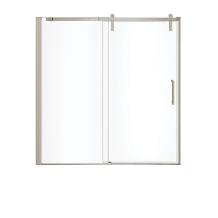 Maax Outback 55 ¼ - 58 1/2 x 57 in. 8mm Sliding Tub Door for Alcove Installation with Clear glass in Brushed Nickel 137682-900-305-000 - Plumbing Market