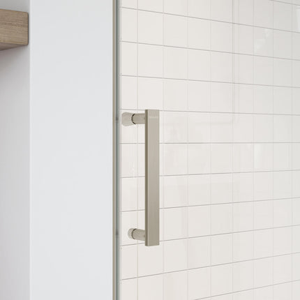 Maax Outback 55 ¼ - 58 1/2 x 57 in. 8mm Sliding Tub Door for Alcove Installation with Clear glass in Brushed Nickel 137682-900-305-000 - Plumbing Market