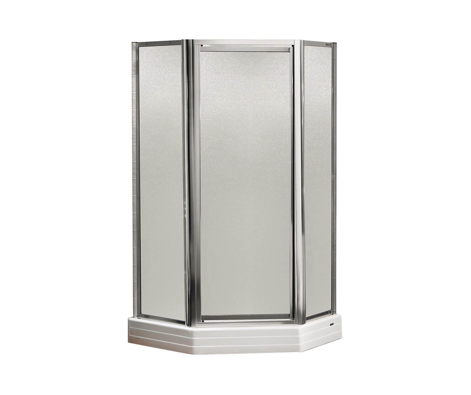 Silhouette Plus Neo-angle 38 x 38 x 70 in. Pivot Shower Door for Corner Installation with Hammer glass in Chrome - Plumbing Market