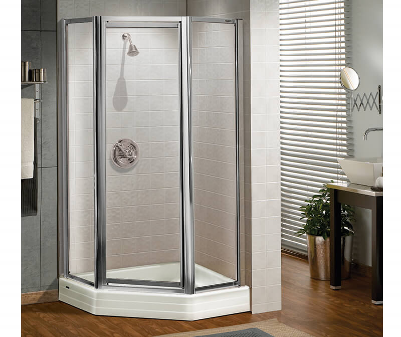 Silhouette Plus Neo-angle 36 x 36 x 70 in. Pivot Shower Door for Corner Installation with Clear glass in Chrome - Plumbing Market