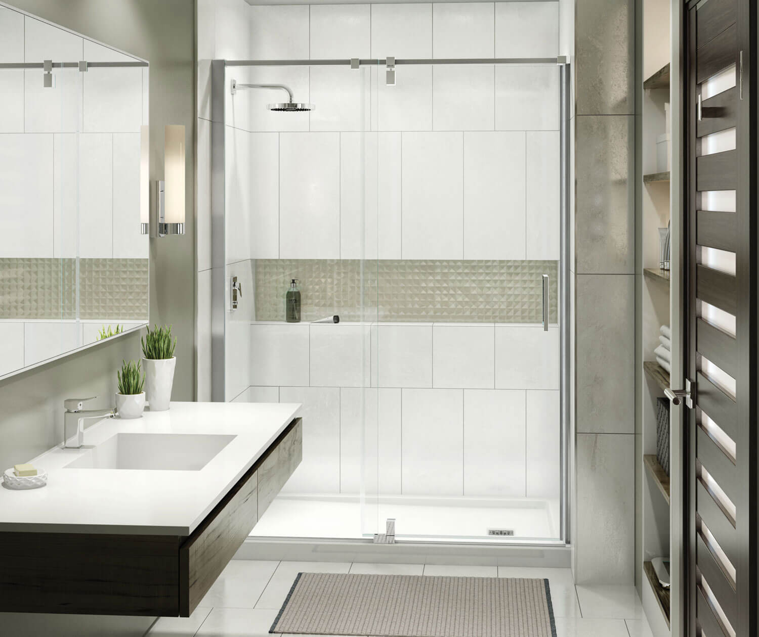 ModulR 60 x 78 in. 8 mm Pivot Shower Door for Alcove Installation with Clear glass in Chrome - Plumbing Market