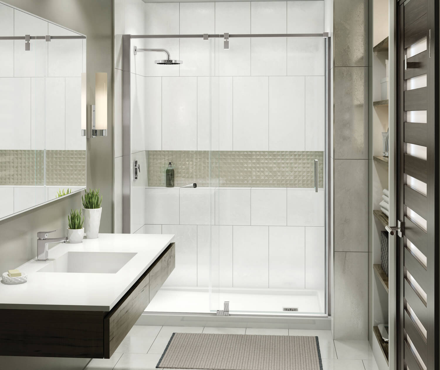 ModulR 60 x 78 in. 8 mm Pivot Shower Door for Alcove Installation with Clear glass in Brushed Nickel - Plumbing Market