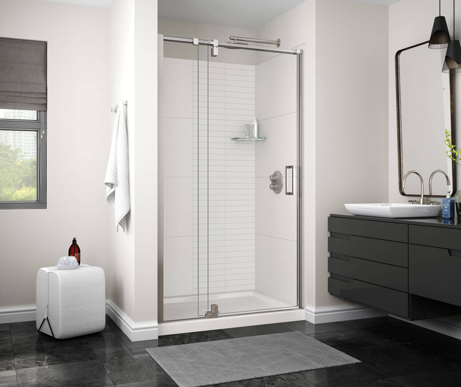 ModulR 48 x 78 in. 8 mm Pivot Shower Door for Alcove Installation with Clear glass in Chrome - Plumbing Market