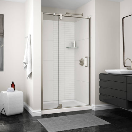 ModulR 48 x 78 in. 8 mm Pivot Shower Door for Alcove Installation with Clear glass in Brushed Nickel - Plumbing Market