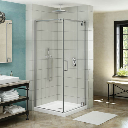 ModulR 36 x 36 x 78 in. 8mm Pivot Shower Door for Corner Installation with Clear glass in Chrome - Plumbing Market