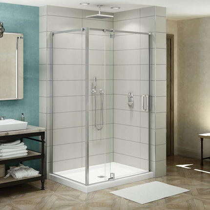 ModulR 48 x 36 x 78 in. 8mm Pivot Shower Door for Corner Installation with Clear glass in Chrome - Plumbing Market