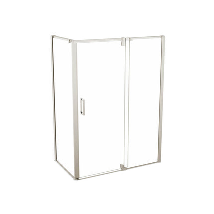ModulR 48 x 32 x 78 in. 8mm Pivot Shower Door for Corner Installation with Clear glass in Brushed Nickel - Plumbing Market
