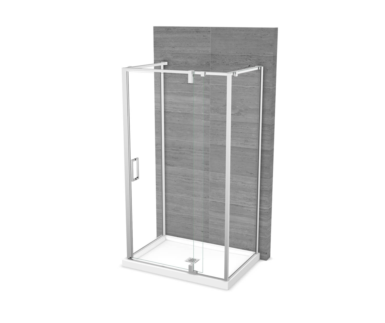 ModulR 48 x 36 x 78 in. 8mm Pivot Shower Door for Wall-mount Installation with Clear glass in Chrome - Plumbing Market