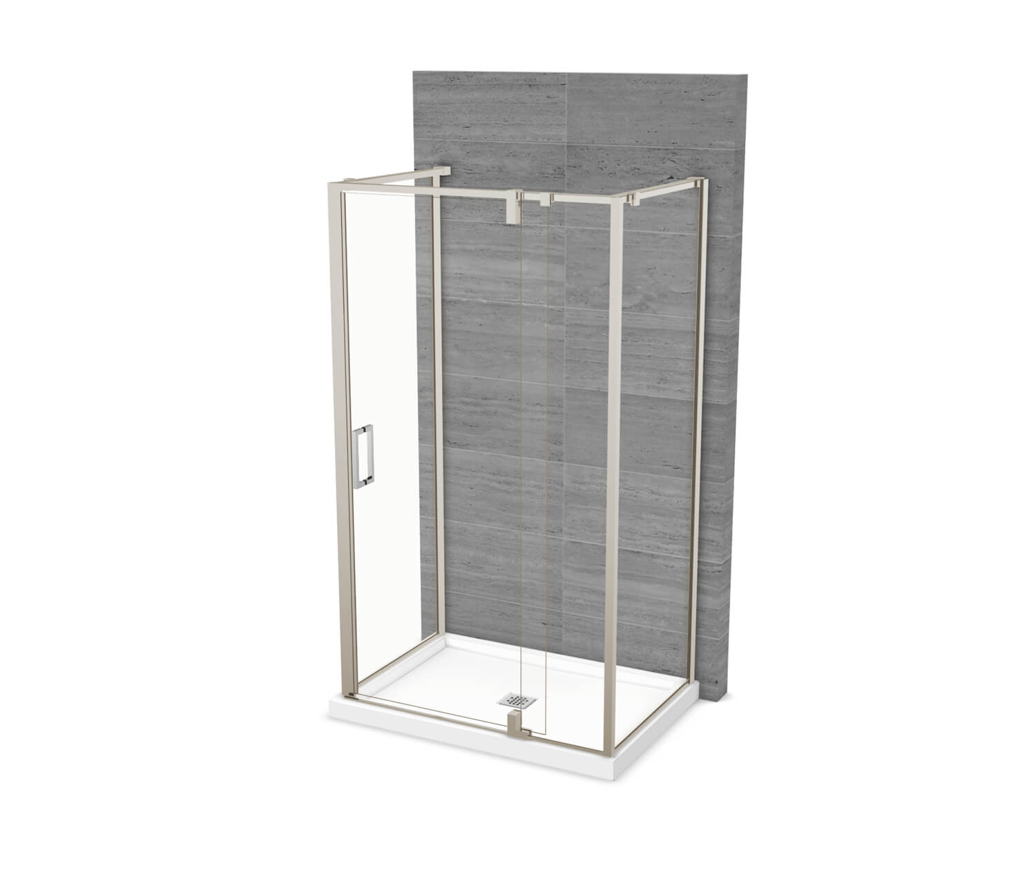 ModulR 48 x 36 x 78 in. 8mm Pivot Shower Door for Wall-mount Installation with Clear glass in Brushed Nickel - Plumbing Market