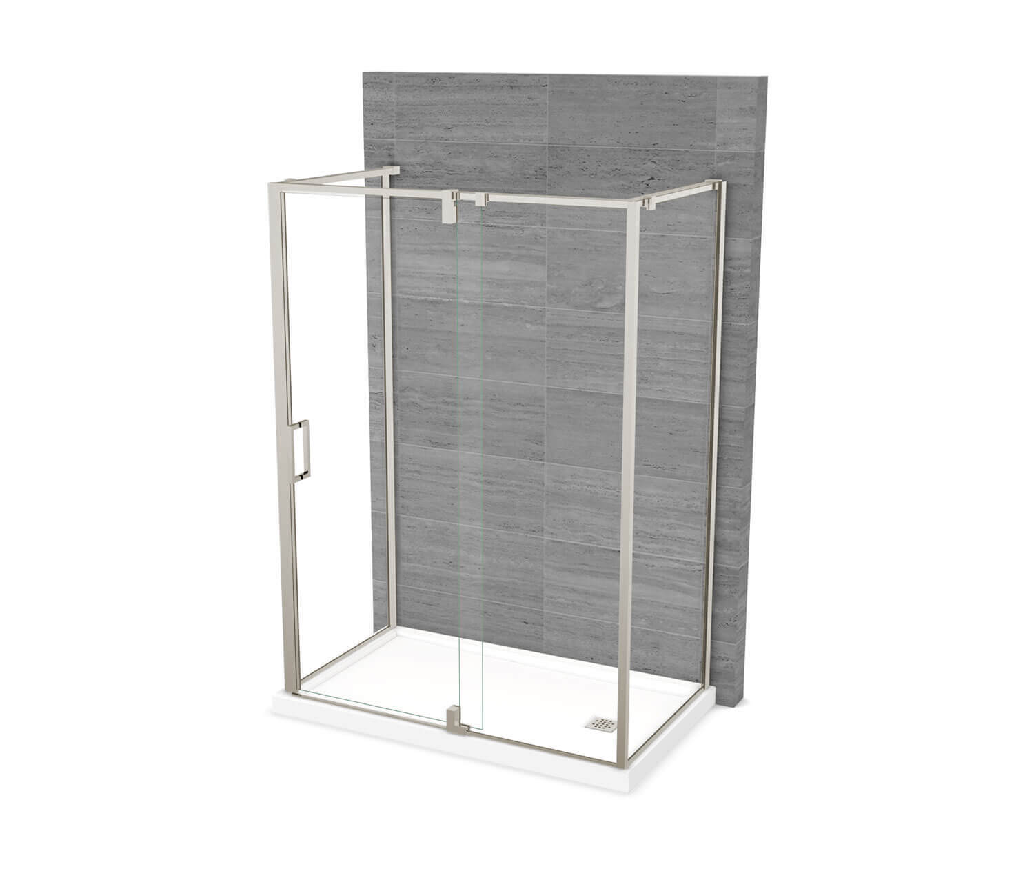 ModulR 60 x 32 x 78 in. 8mm Pivot Shower Door for Wall-mount Installation with Clear glass in Brushed Nickel - Plumbing Market