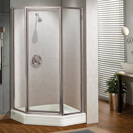 Silhouette Neo-angle 36 x 36 x 70 in. Pivot Shower Door for Corner Installation with Clear glass in Chrome - Plumbing Market