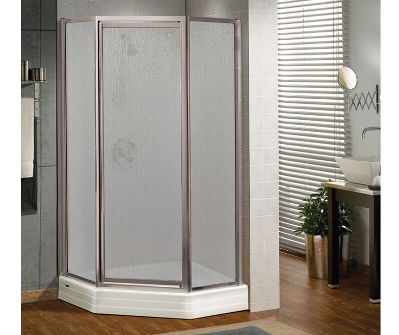 Silhouette Neo-angle 36 x 36 x 70 in. Pivot Shower Door for Corner Installation with Raindrop glass in Chrome - Plumbing Market