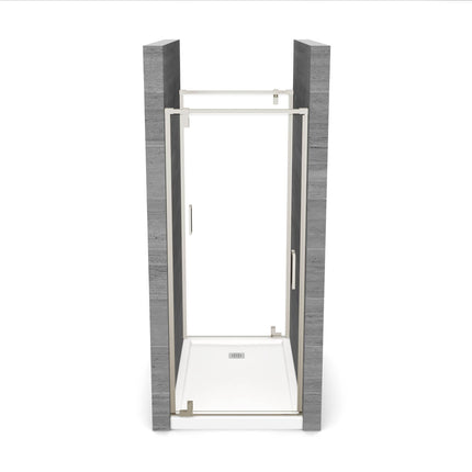 ModulR 2 32 x 78 in. 8mm Pivot Shower Door for Tunnel Installation with Clear glass in Brushed Nickel - Plumbing Market