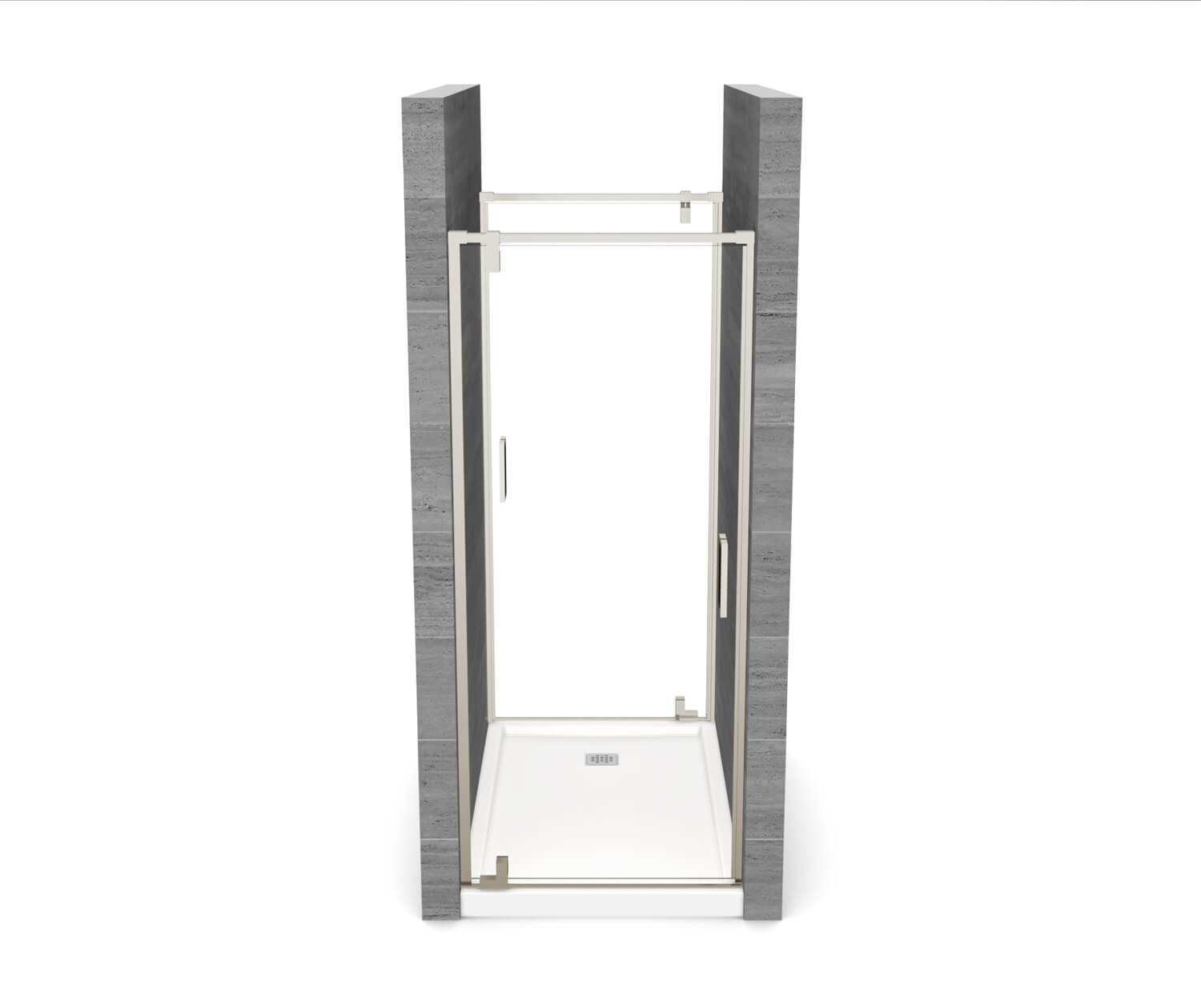 ModulR 2 36 x 78 in. 8mm Pivot Shower Door for Tunnel Installation with Clear glass in Brushed Nickel - Plumbing Market