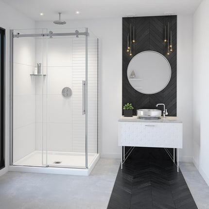 Vela 44 ½-47 x 78 ¾ in. 8mm Sliding Shower Door for Alcove Installation with Clear glass in Chrome - Plumbing Market