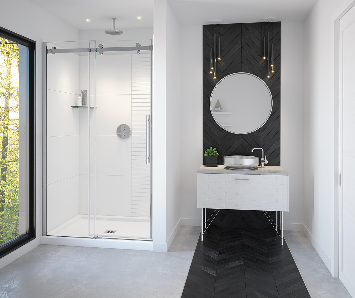 Vela 44 ½-47 x 78 ¾ in. 8mm Sliding Shower Door for Alcove Installation with Clear glass in Chrome - Plumbing Market