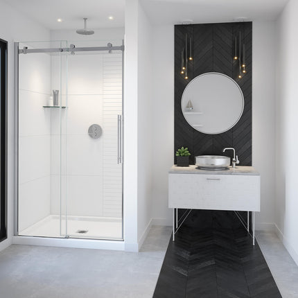 Vela 44 ½-47 x 78 ¾ in. 8mm Sliding Shower Door for Alcove Installation with Clear glass in Chrome - Plumbing Market