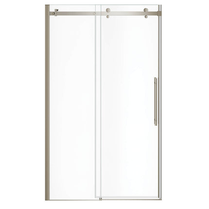 Vela 44 ½-47 x 78 ¾ in. 8mm Sliding Shower Door for Alcove Installation with Clear glass in Brushed Nickel - Plumbing Market