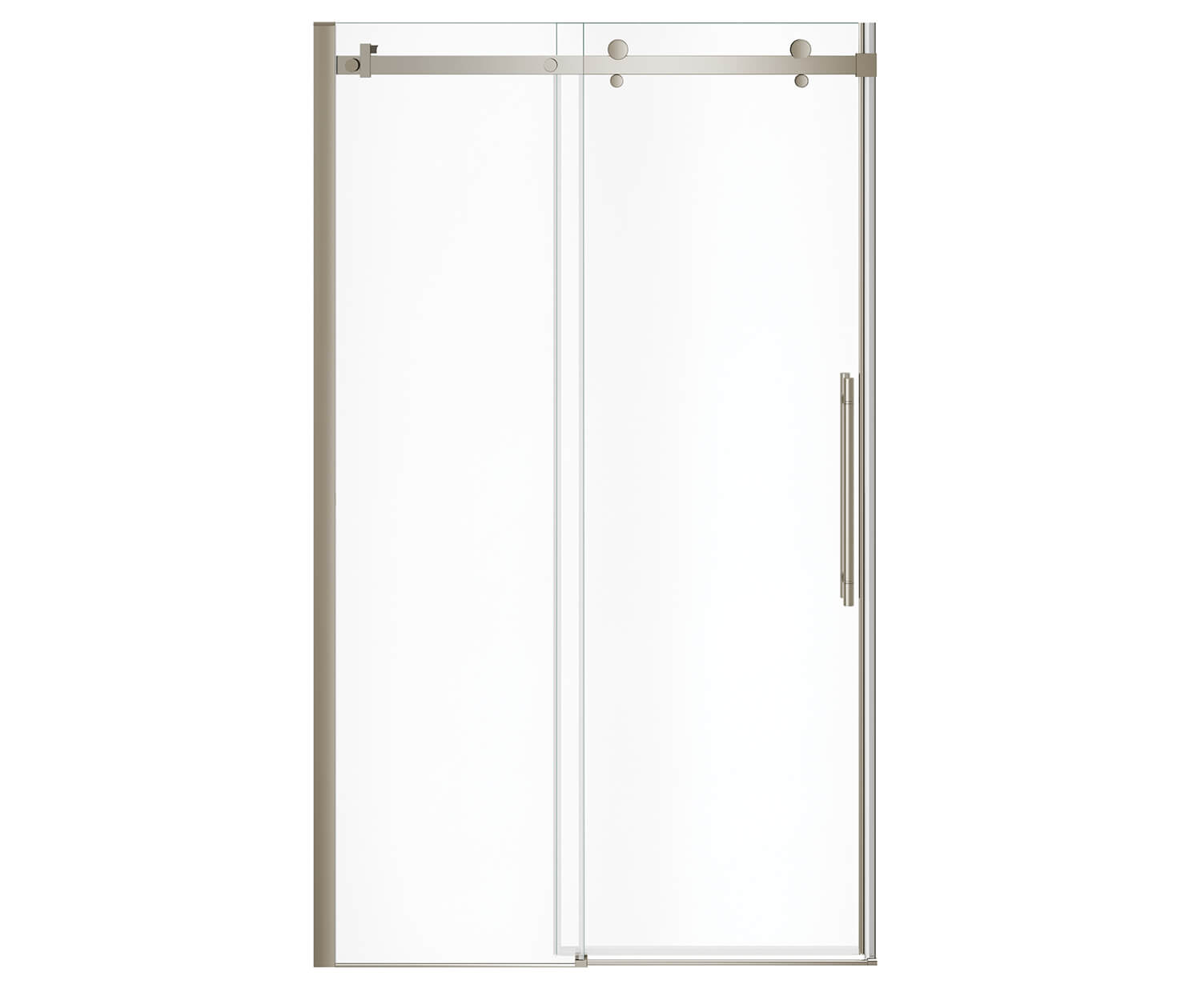 Vela 44 ½-47 x 78 ¾ in. 8mm Sliding Shower Door for Alcove Installation with Clear glass in Brushed Nickel - Plumbing Market