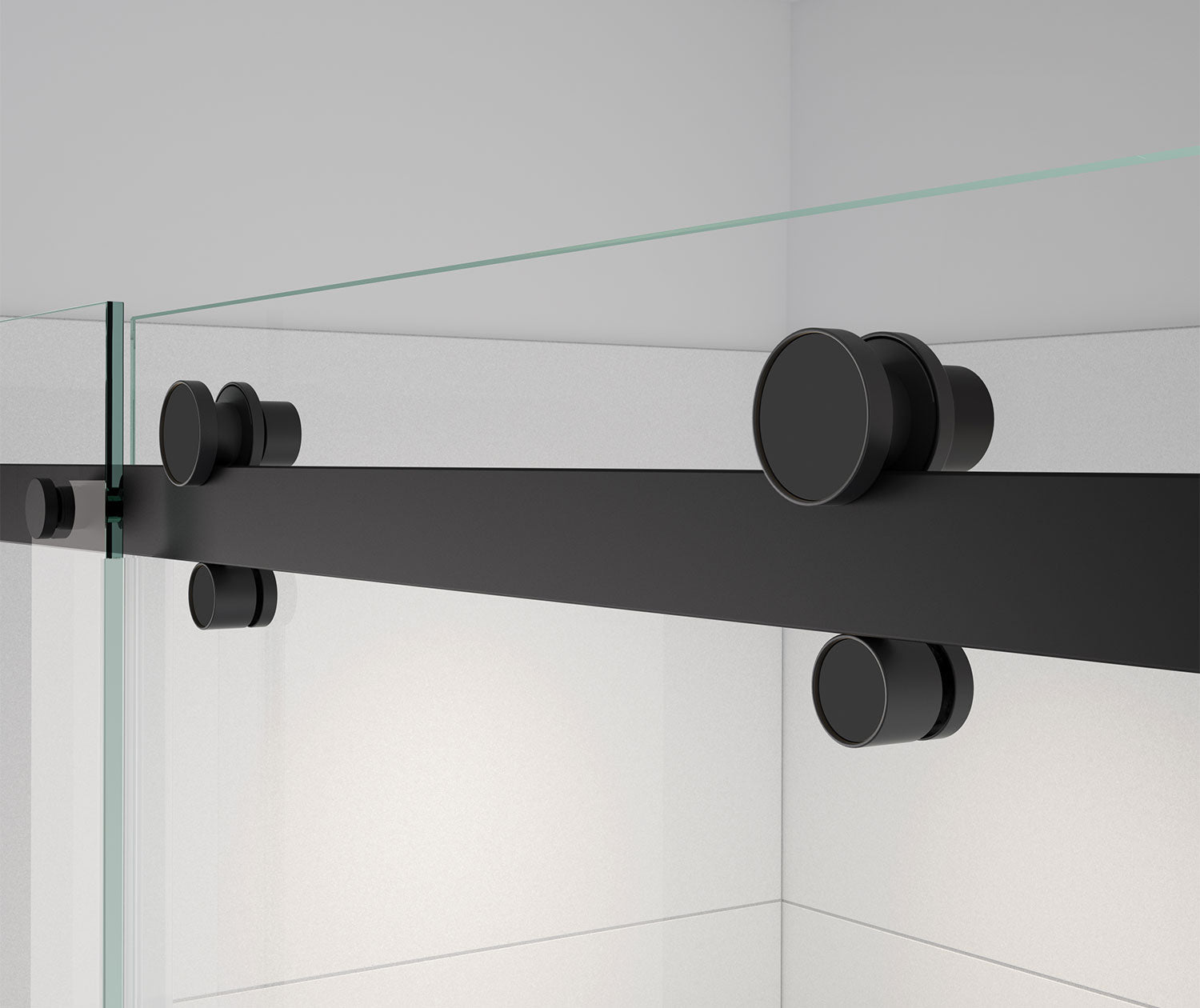 Vela 44 ½-47 x 78 ¾ in. 8mm Sliding Shower Door for Alcove Installation with Clear glass in Matte Black - Plumbing Market