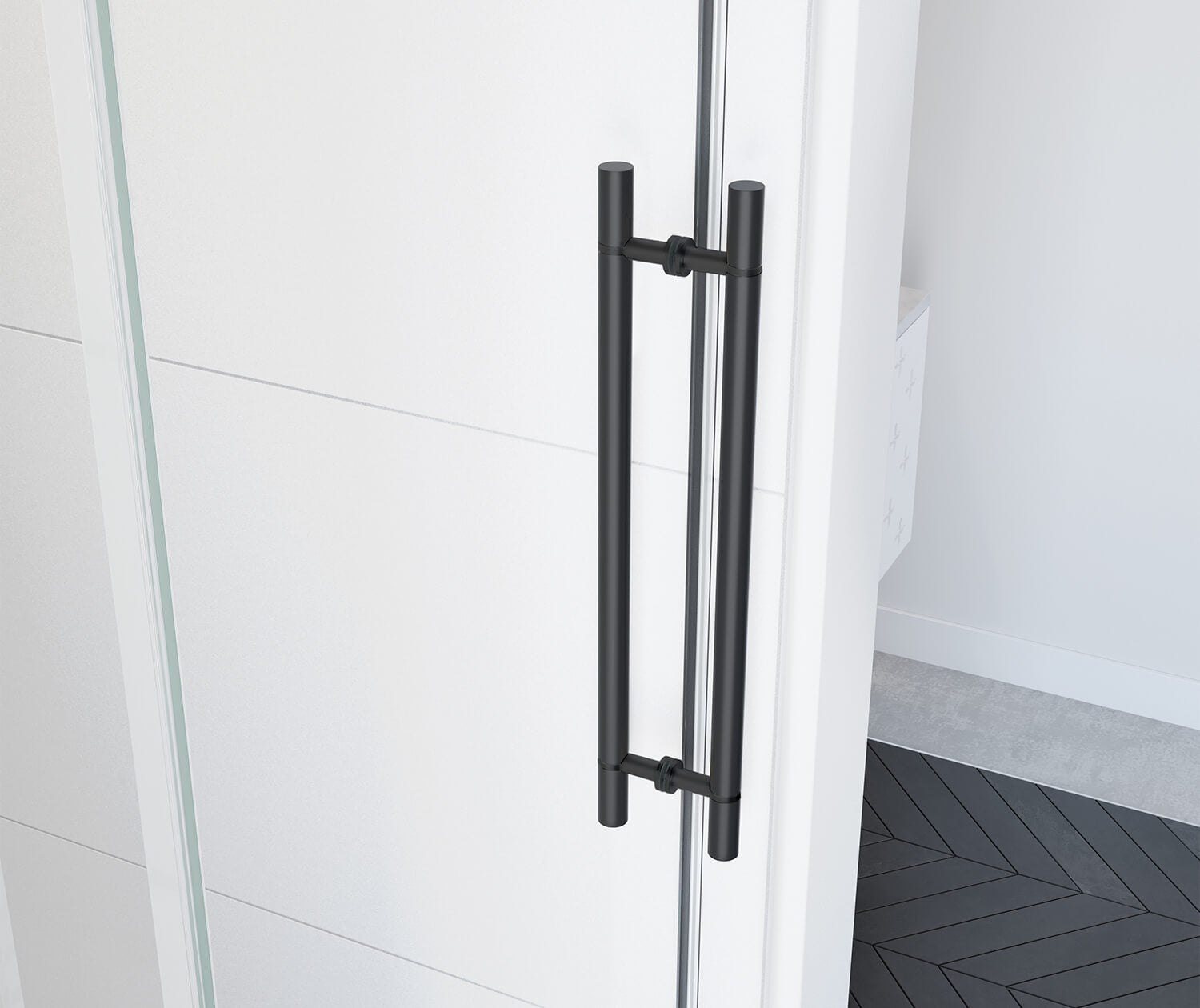 Vela 44 ½-47 x 78 ¾ in. 8mm Sliding Shower Door for Alcove Installation with Clear glass in Matte Black - Plumbing Market