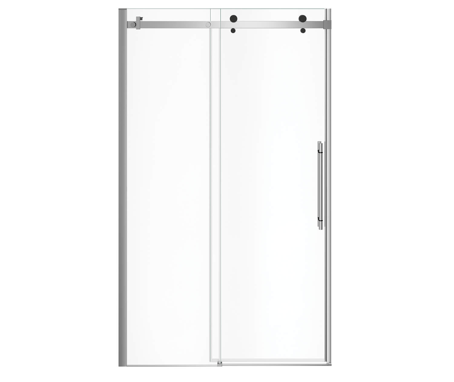 Vela 44 ½-47 x 78 ¾ in. 8mm Sliding Shower Door for Alcove Installation with Clear glass in Chrome and Matte Black - Plumbing Market