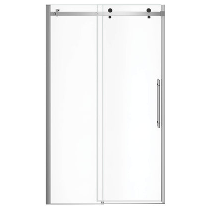 Vela 44 ½-47 x 78 ¾ in. 8mm Sliding Shower Door for Alcove Installation with Clear glass in Chrome and Matte Black - Plumbing Market