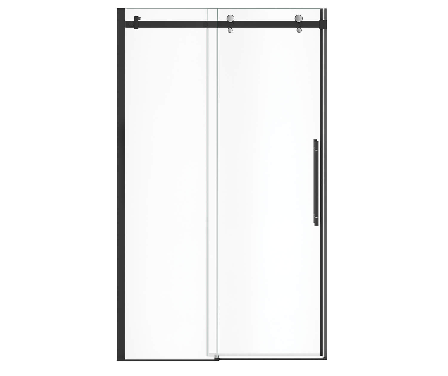 Vela 44 ½-47 x 78 ¾ in. 8mm Sliding Shower Door for Alcove Installation with Clear glass in Matte Black and Chrome - Plumbing Market