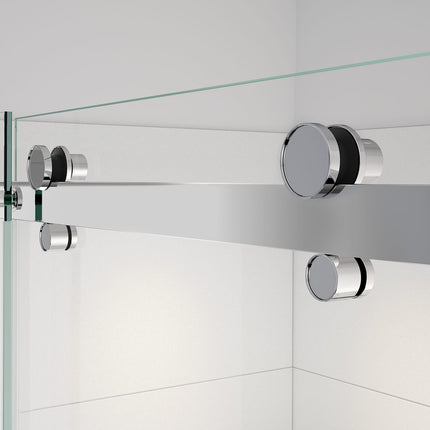 Vela 44 ½-47 x 78 ¾ in. 8mm Sliding Shower Door with Towel Bar for Alcove Installation with Clear glass in Chrome - Plumbing Market