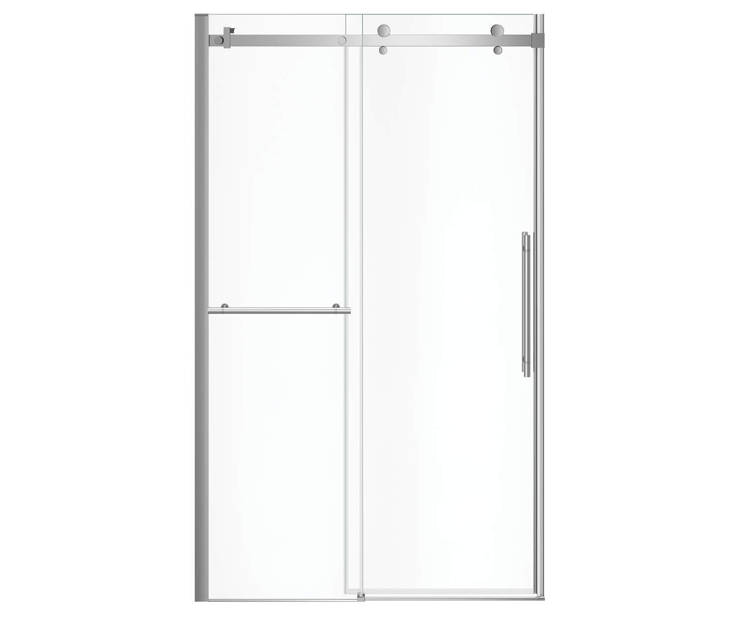 Vela 44 ½-47 x 78 ¾ in. 8mm Sliding Shower Door with Towel Bar for Alcove Installation with Clear glass in Chrome - Plumbing Market