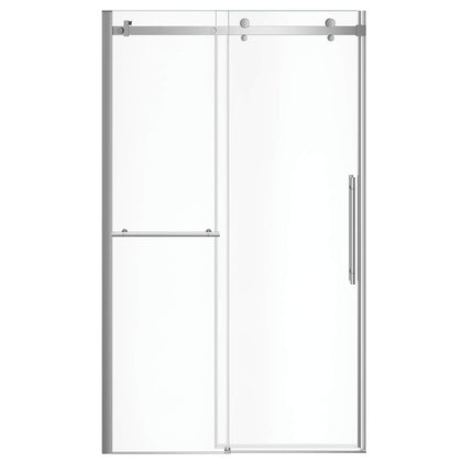 Vela 44 ½-47 x 78 ¾ in. 8mm Sliding Shower Door with Towel Bar for Alcove Installation with Clear glass in Chrome - Plumbing Market