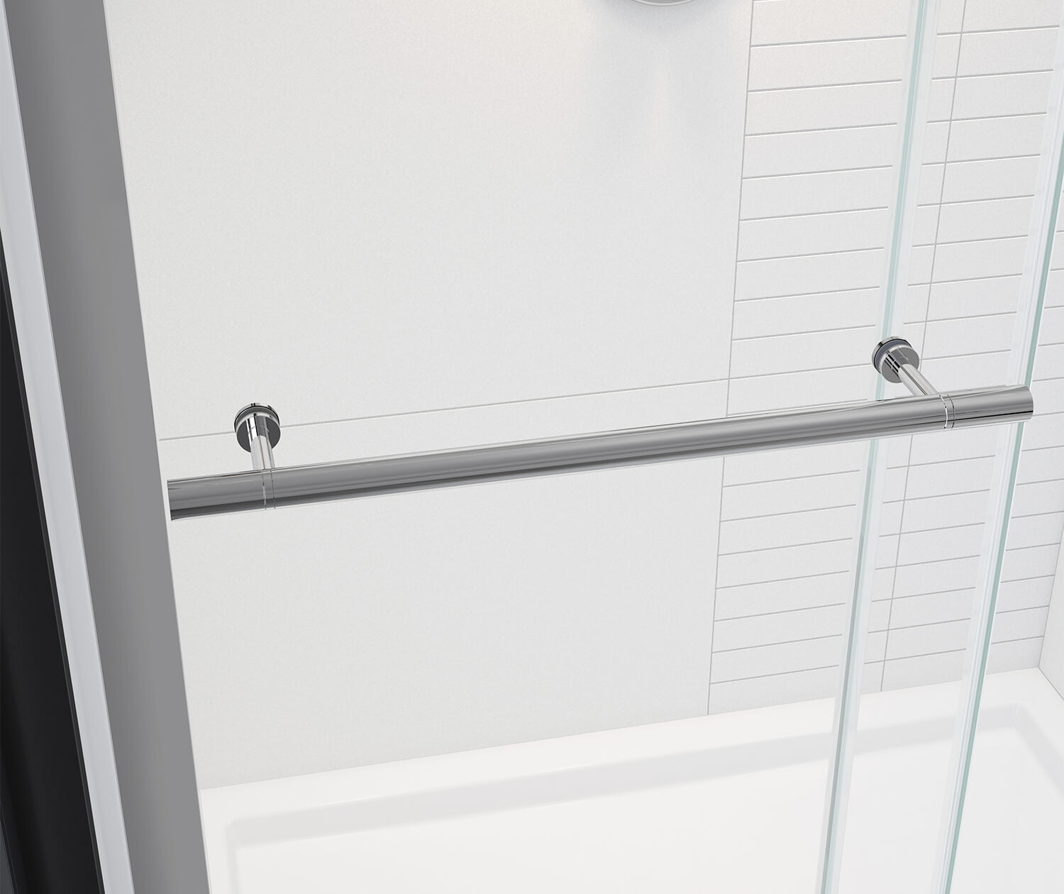 Vela 44 ½-47 x 78 ¾ in. 8mm Sliding Shower Door with Towel Bar for Alcove Installation with Clear glass in Chrome - Plumbing Market