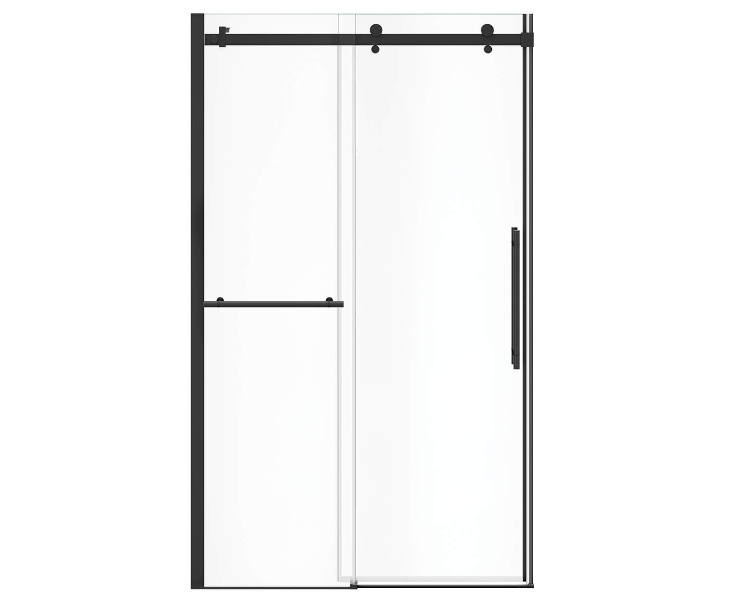 Vela 44 ½-47 x 78 ¾ in. 8mm Sliding Shower Door with Towel Bar for Alcove Installation with Clear glass in Matte Black - Plumbing Market