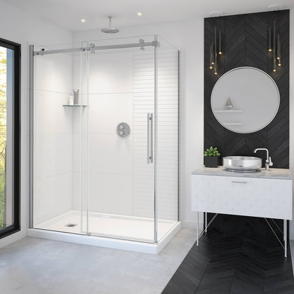Vela 56 ½-59 x 78 ¾ in. 8mm Sliding Shower Door for Alcove Installation with Clear glass in Chrome - Plumbing Market