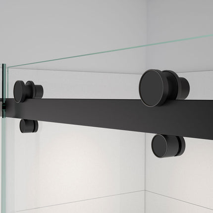 Vela 56 ½-59 x 78 ¾ in. 8mm Sliding Shower Door for Alcove Installation with Clear glass in Matte Black - Plumbing Market